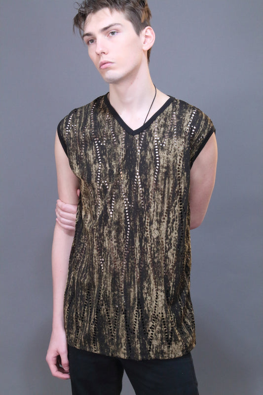 Sleeveless V-neck perforated pattern t-shirt by Mission